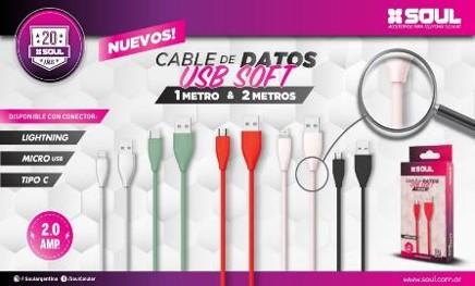 CABLE USB SOFT MICRO USB 1 MT ROSA