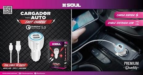 CARGADOR DE AUTO DUAL FAST CHARGE LIGHTNING
