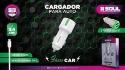CARGADOR DE AUTO SHARE DUAL 2.4A LIGHTNING B