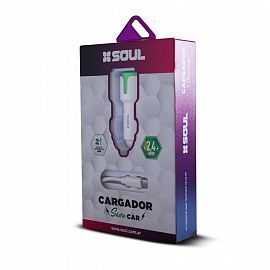 CARGADOR DE AUTO SHARE DUAL 2.4 CON CABLE TYPE-C BLANCO